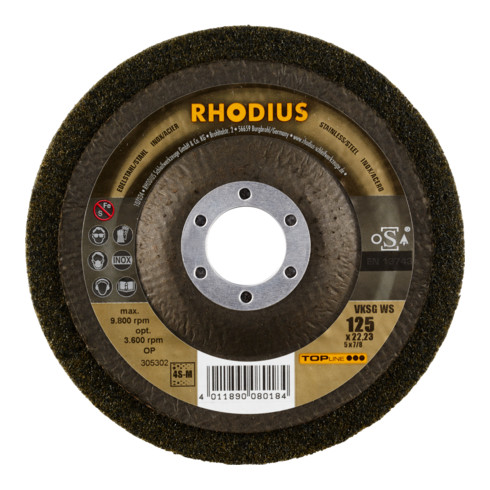 RHODIUS TOPline VKSG WS Vlieskompaktscheibe 125 x 22,23 mm 4S-medium