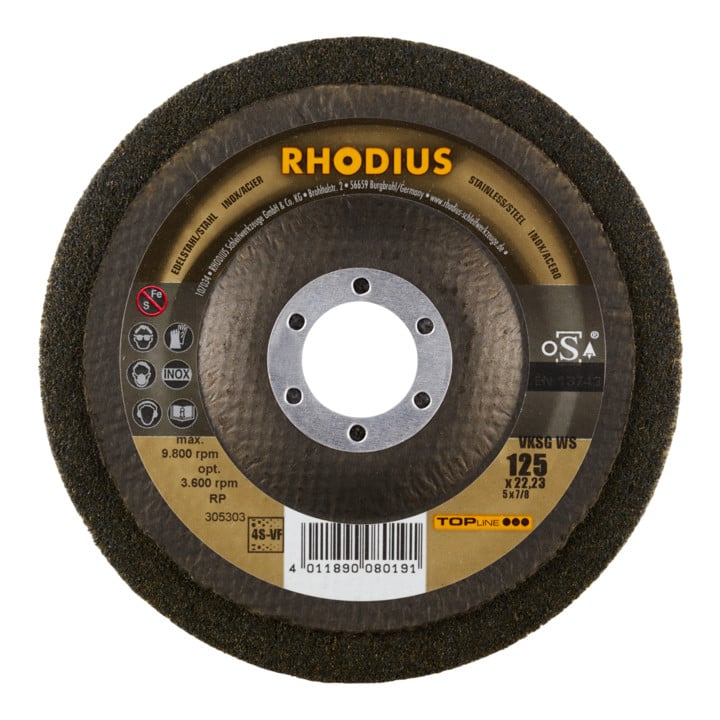 RHODIUS TOPline VKSG WS Vlieskompaktscheibe 125 x 22,23 mm 4S-very fine