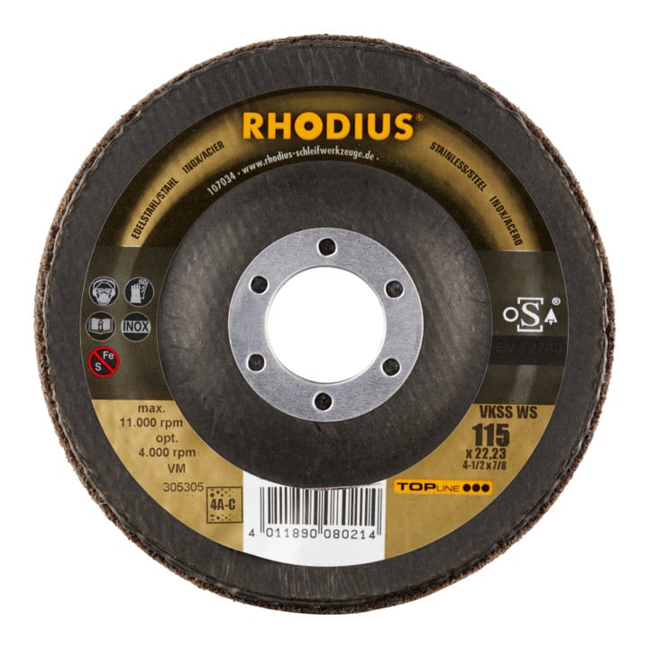 RHODIUS TOPline VKSS WS Vlieskompaktscheibe 115 x 22,23 mm 4A-coarse