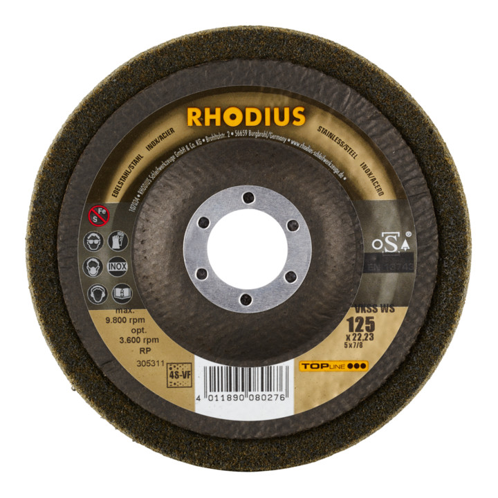 RHODIUS TOPline VKSS WS Vlieskompaktscheibe 125 x 22,23 mm 4S-very fine