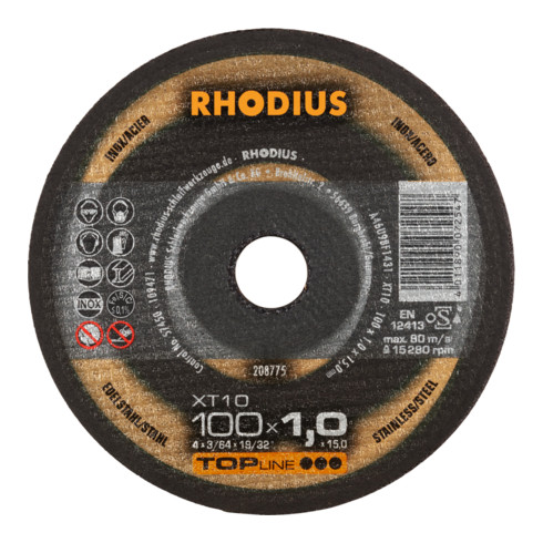RHODIUS TOPline XT10 Extradünne Trennscheibe 100 x 1,0 x 15,00 mm