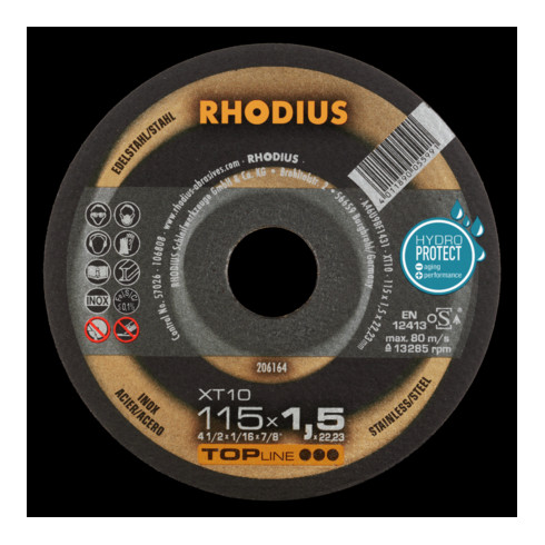RHODIUS TOPline XT10 Extradünne Trennscheibe 115 x 1,5 x 22,23 mm