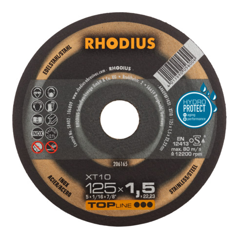 RHODIUS TOPline XT10 Extradünne Trennscheibe 125 x 1,5 x 22,23 mm
