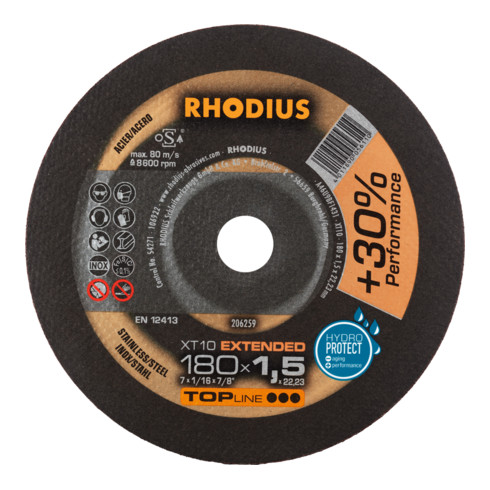 RHODIUS TOPline XT10 Extradünne Trennscheibe 180 x 1,5 x 22,23 mm