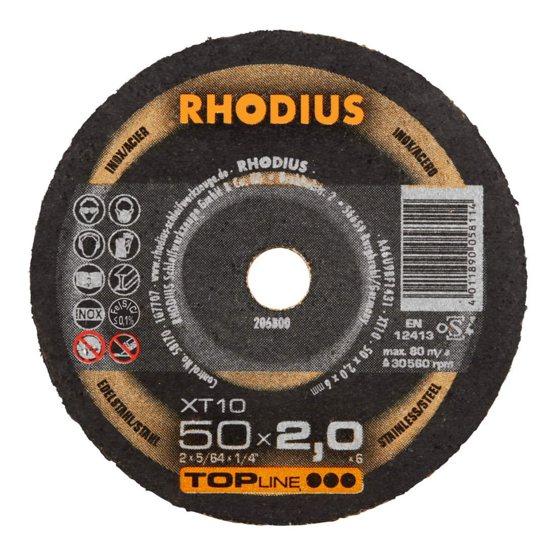 RHODIUS TOPline XT10 MINI Extra dun doorslijpschijf 50 x 2,0 x 6,0 mm