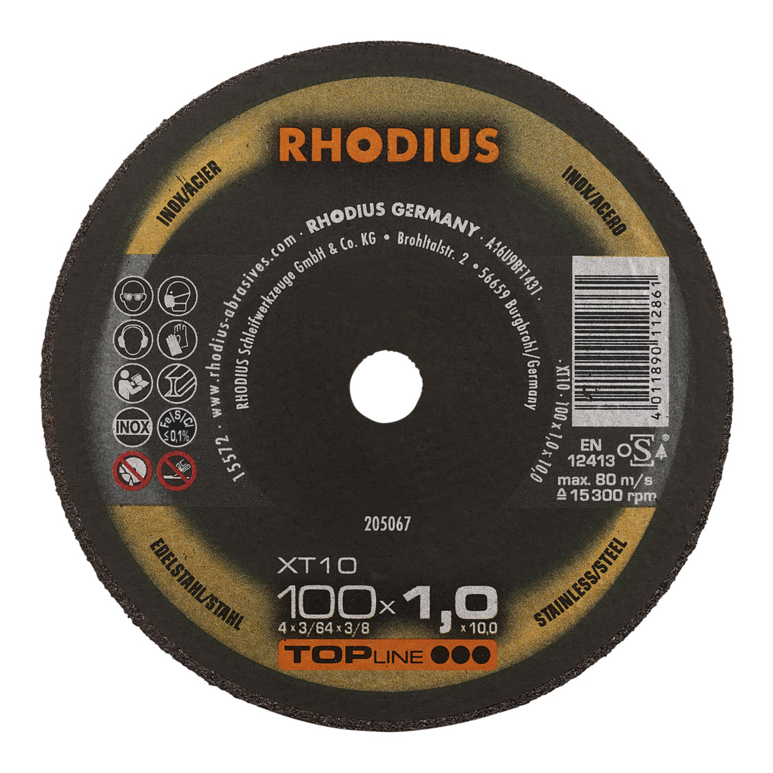 RHODIUS TOPline XT10 MINI Extra dunne doorslijpschijf 100 x 1,0 x 10,00 mm
