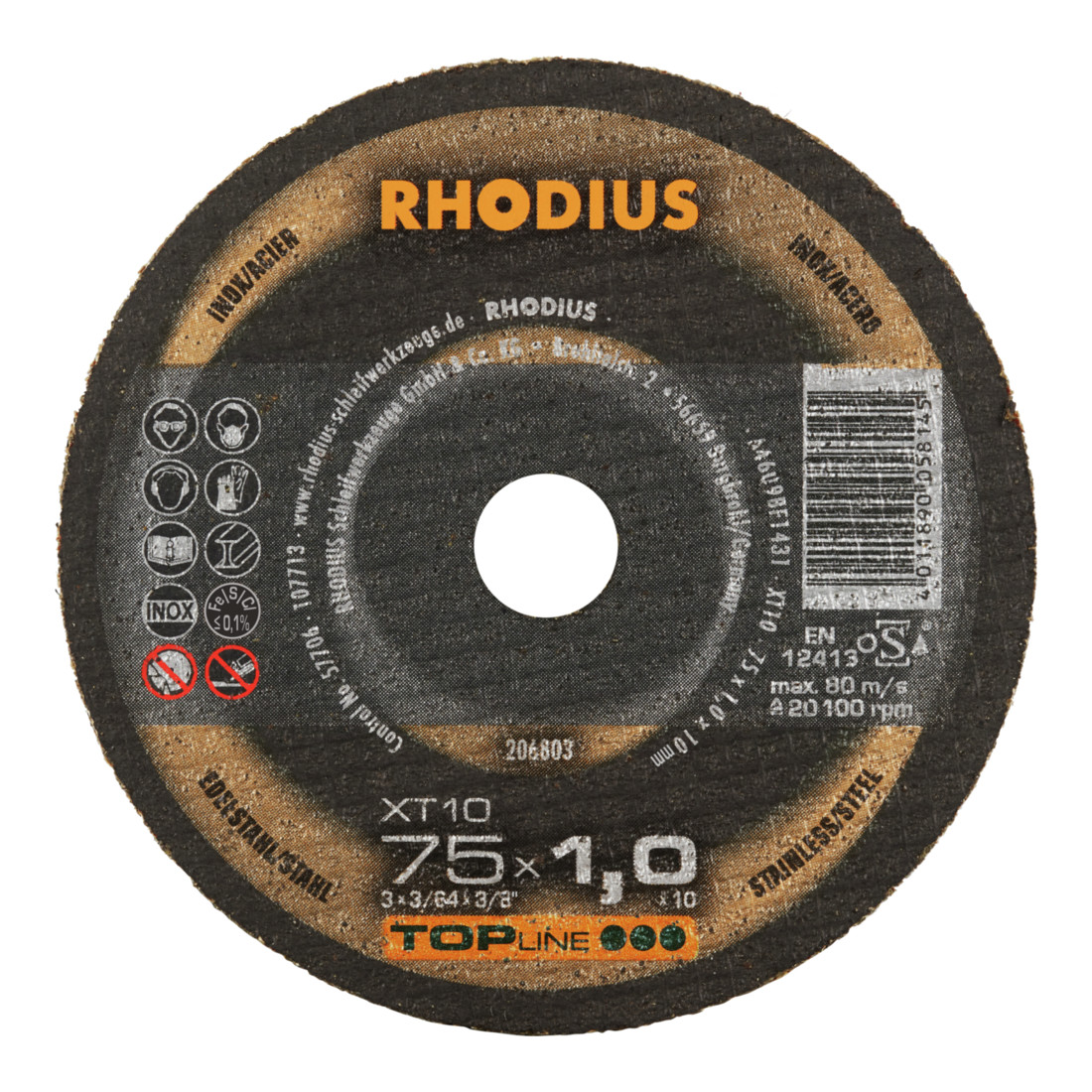 RHODIUS TOPline XT10 MINI Extra dunne doorslijpschijf 75 x 1,0 x 10,0 mm