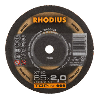 RHODIUS Extradünne Trennscheibe TOPline XT10 MINI gerade