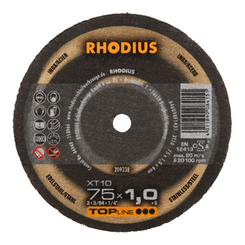 RHODIUS TOPline XT10 MINI Extradünne Trennscheibe 75 x 1,0 x 6,0 mm
