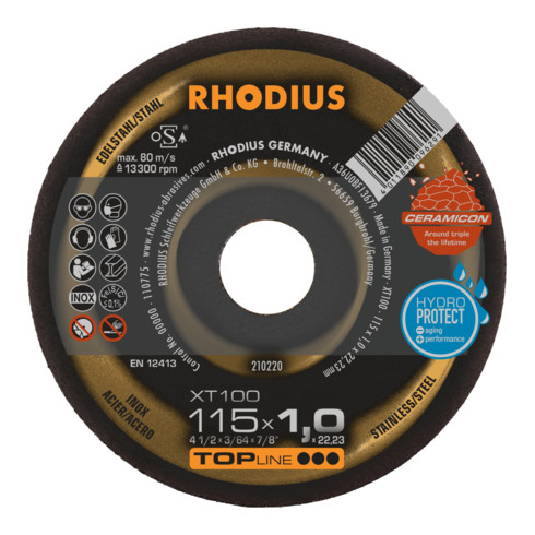 RHODIUS TOPline XT100 EXTENDED Extradünne Trennscheibe 115 x 1,0 x 22,23 mm