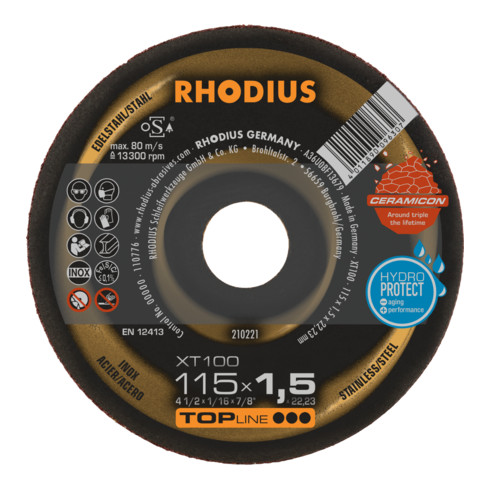 RHODIUS TOPline XT100 EXTENDED Extradünne Trennscheibe 115 x 1,5 x 22,23 mm