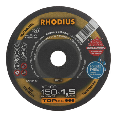 RHODIUS TOPline XT100 EXTENDED Extradünne Trennscheibe 150 x 1,5 x 22,23 mm