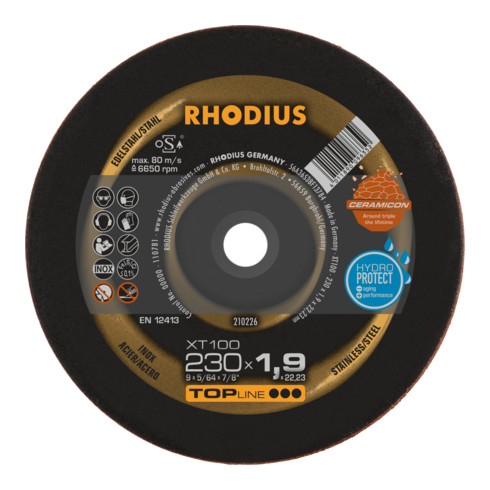 RHODIUS TOPline XT100 EXTENDED Extradünne Trennscheibe 230 x 1,9 x 22,23 mm