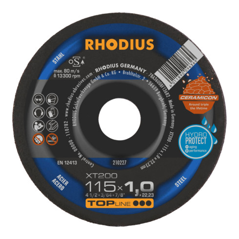 RHODIUS TOPline XT200 EXTENDED Extradünne Trennscheibe 115 x 1,0 x 22,23 mm