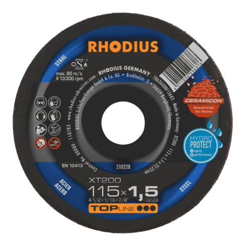 RHODIUS TOPline XT200 EXTENDED Extradünne Trennscheibe 115 x 1,5 x 22,23 mm