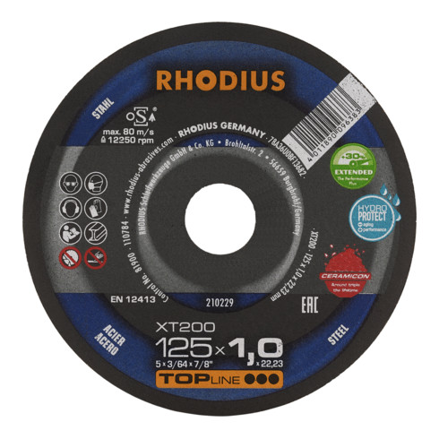 RHODIUS TOPline XT200 EXTENDED Extradünne Trennscheibe 125 x 1,0 x 22,23 mm