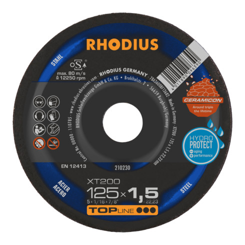 RHODIUS TOPline XT200 EXTENDED Extradünne Trennscheibe 125 x 1,5 x 22,23 mm