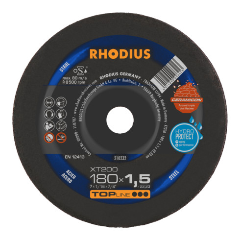 RHODIUS TOPline XT200 EXTENDED Extradünne Trennscheibe 180 x 1,5 x 22,23 mm