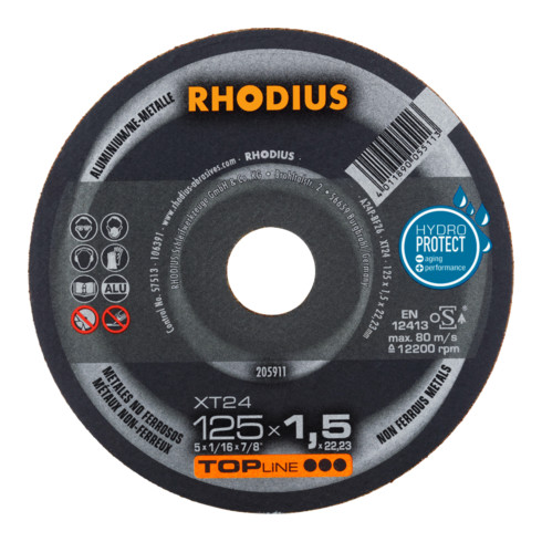 RHODIUS TOPline XT24 Extradünne Trennscheibe 125 x 1,5 x 22,23 mm