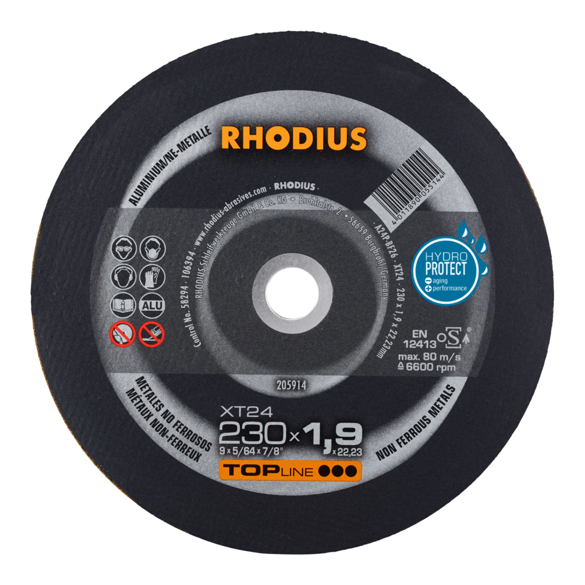 RHODIUS TOPline XT24 Extradünne Trennscheibe 230 x 1,9 x 22,23 mm
