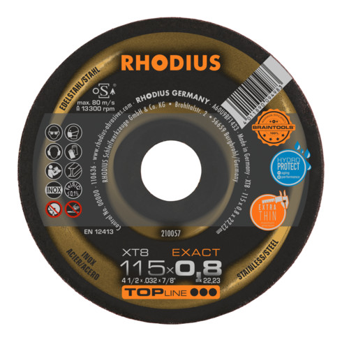 RHODIUS TOPline XT8 EXACT Extradünne Trennscheibe 115 x 0,8 x 22,23 mm