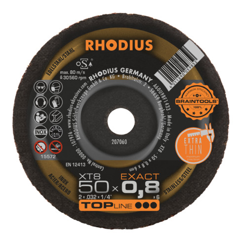 RHODIUS TOPline XT8 EXACT MINI Extradünne Trennscheibe 50 x 0,8 x 6,00 mm