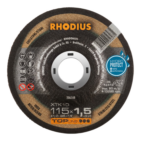 RHODIUS TOPline XTK10 Extradünne Trennscheibe 115 x 1,5 x 22,23 mm