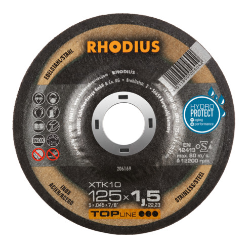 RHODIUS TOPline XTK10 Extradünne Trennscheibe 125 x 1,5 x 22,23 mm