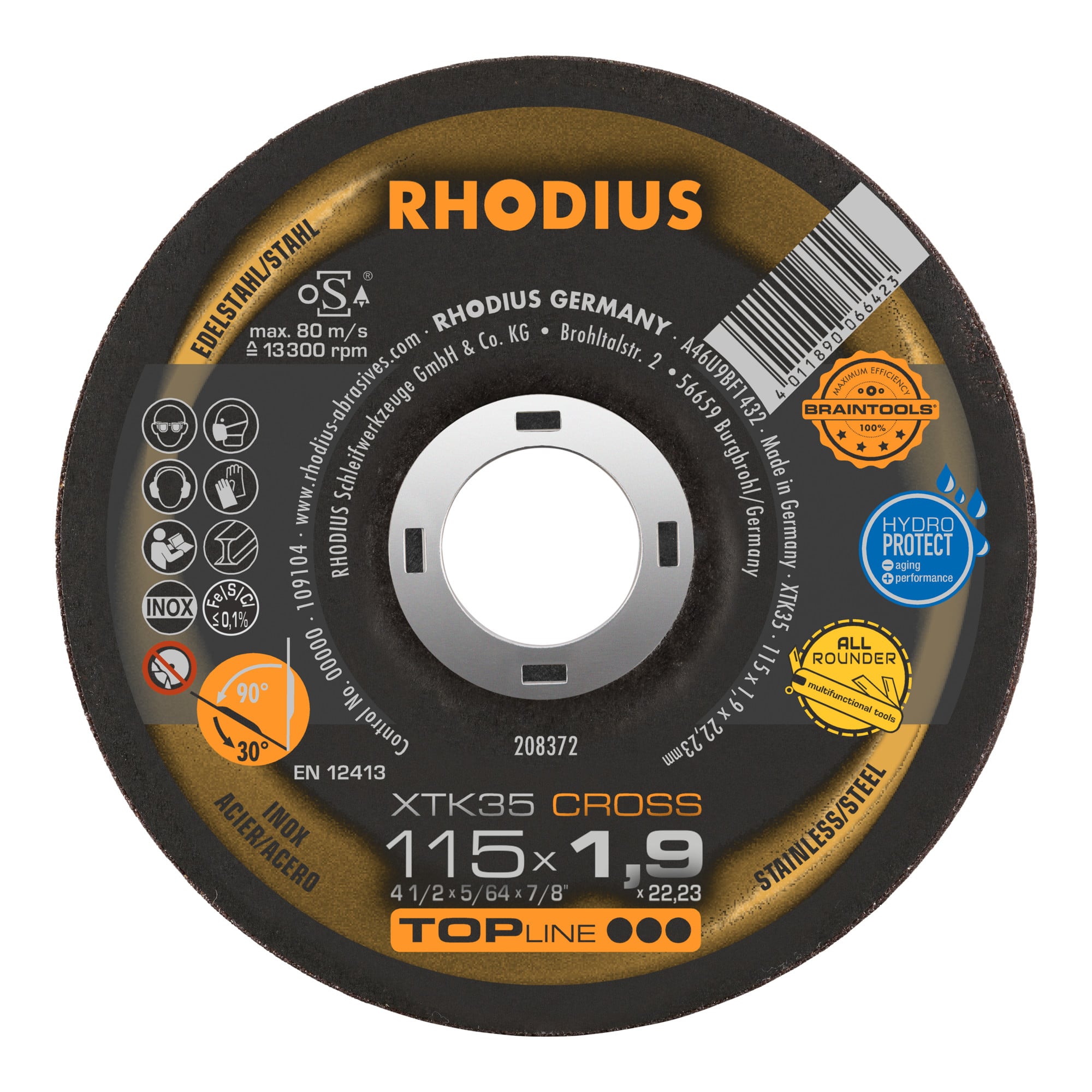 RHODIUS TOPline XTK35 CROSS Extradünne Trennscheibe 115 x 1,9 x 22,23 mm