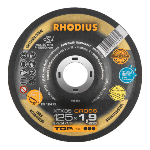 RHODIUS TOPline XTK35 CROSS Extradünne Trennscheibe 125 x 1,9 x 22,23 mm