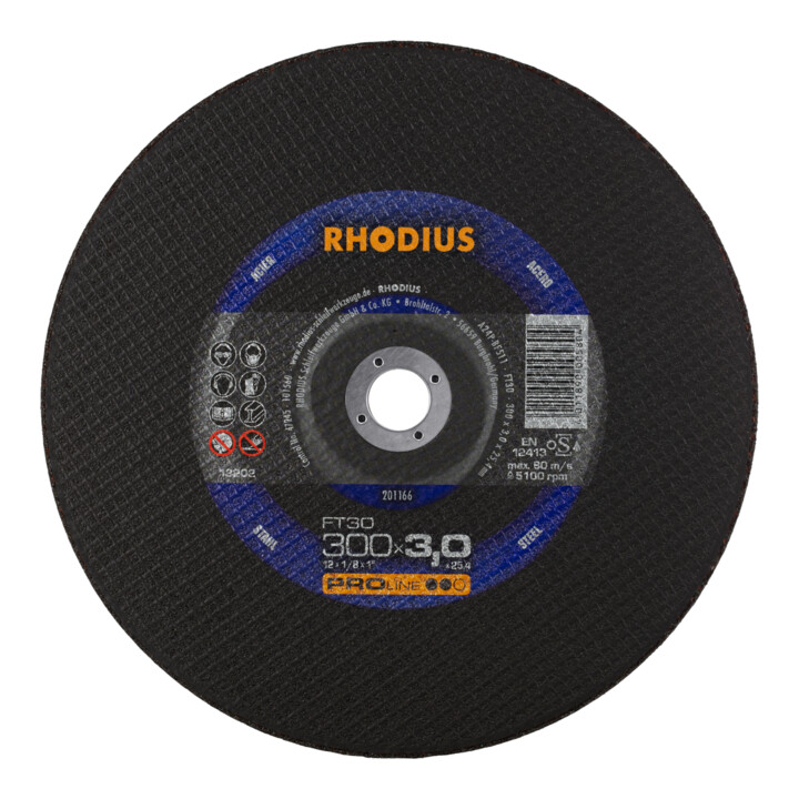 Rhodius Trennscheibe FT30 für Benzintrenner und elektrische Trennmaschinen, 300 x 3,0 x 25,40 mm