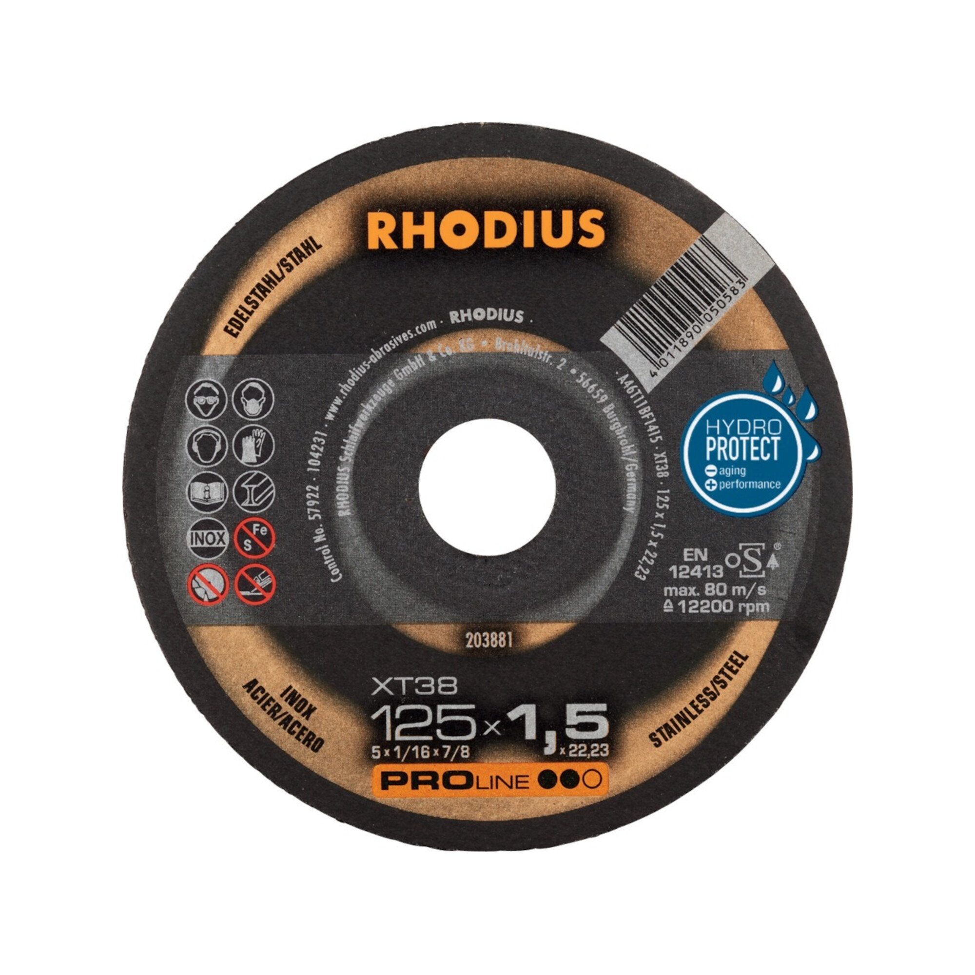 RHODIUS Trennscheibe XT38 125 x 1,5mm gerade