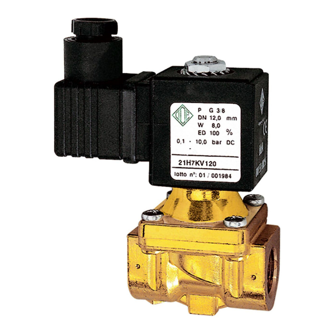 Riegler 2/2-MV,MS,NC,vorge.,24V DC,8W,NBR,G1/2,PN0,1-10bar