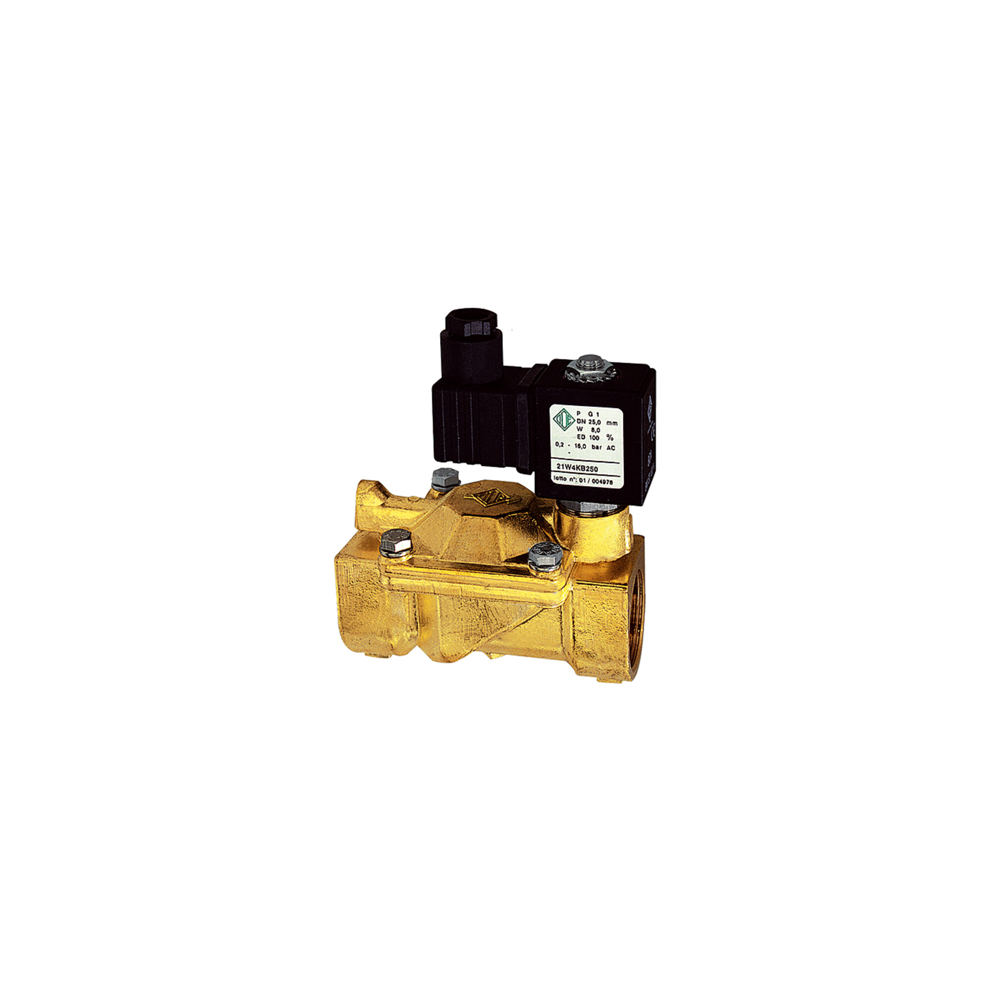 Riegler 2/2-MV,MS,NO,vorge.,24V DC, 8W,NBR,G3/4,PN0,2-16bar