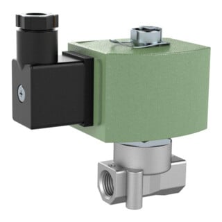 Riegler 3/2 voies MV, ES, NC, direct, 24 V CC, NBR, G 1/4, PN 0 - 6 bar