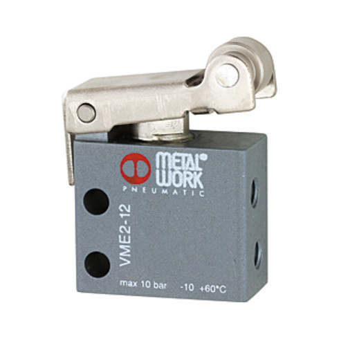 Riegler 3/2-Wege-Miniaturventil mechan., Rollenhebel, NO, 4 mm seitlich