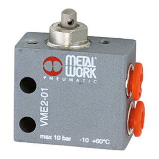 Riegler 3/2-Wege-Miniaturventil, mechanisch, Stößel, NC, M5 seitlich