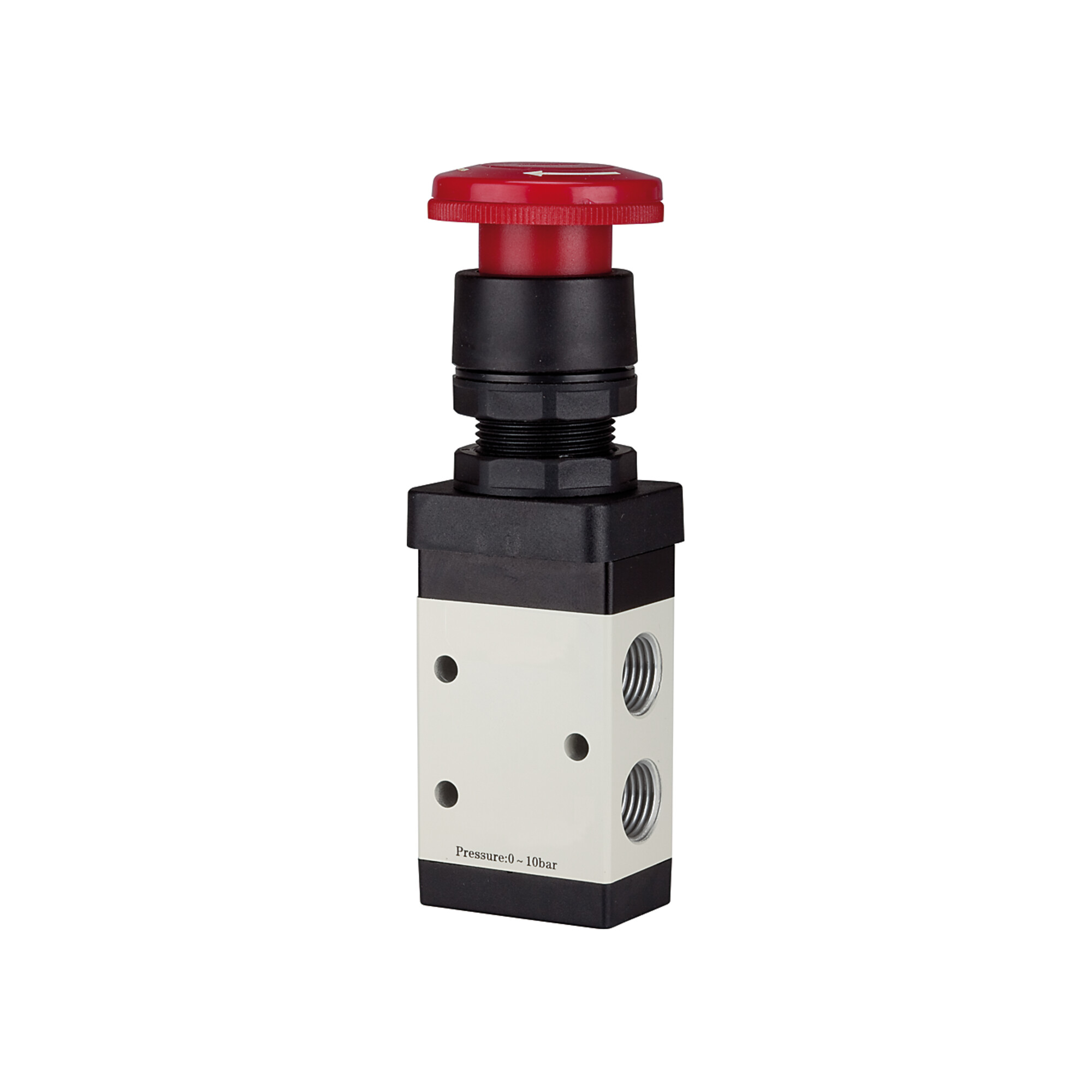 Riegler 3/2-Wegeventil, manuell »M3«, Pilztaster, Notrastung, NC, G 1/4