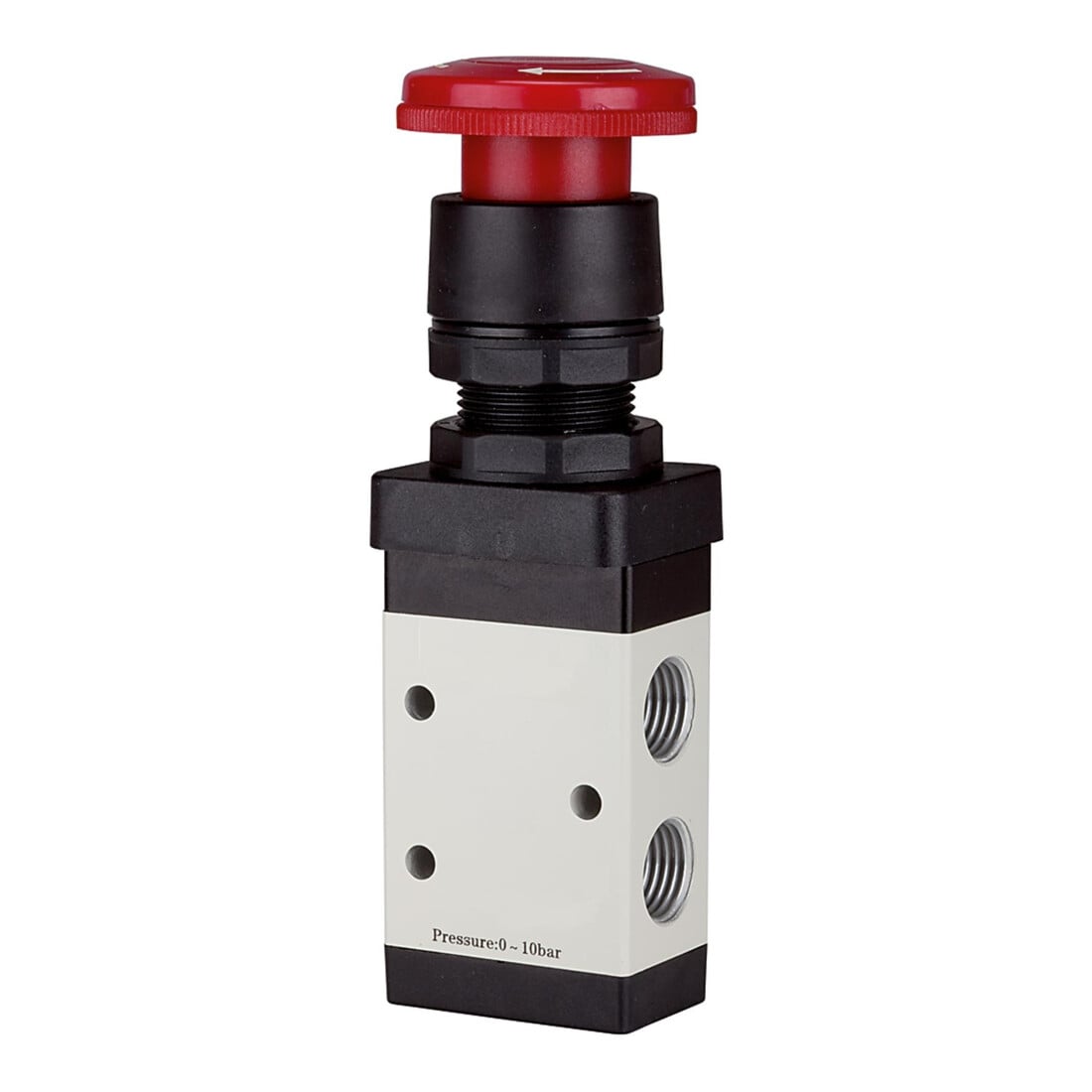 Riegler 3/2-Wegeventil, manuell »M3«, Pilztaster, Notrastung, NC, G 1/8