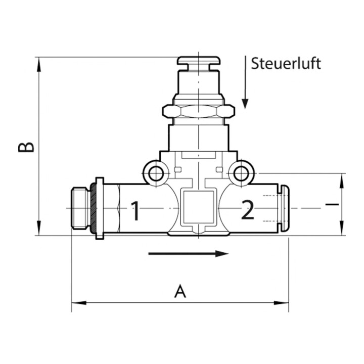 Riegler 3/2-Wegeventil, pneum. NC, Gewinde - Schlauch, G3/8, Schl.8
