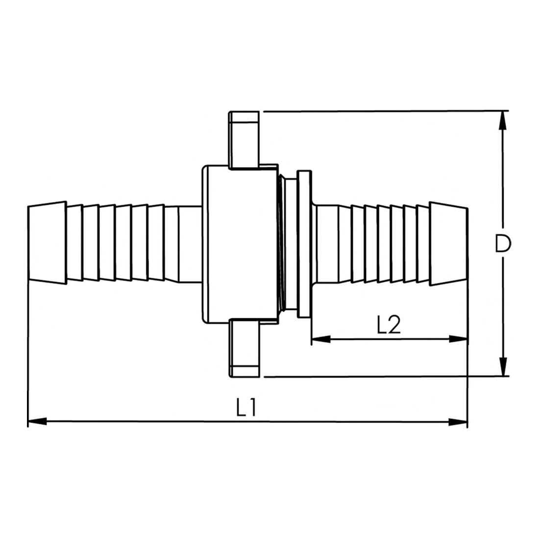 Riegler 3/3 Schlauchverschr., G 1 x 19, Ü-mutter, flachd., NBR O-Ring, MS
