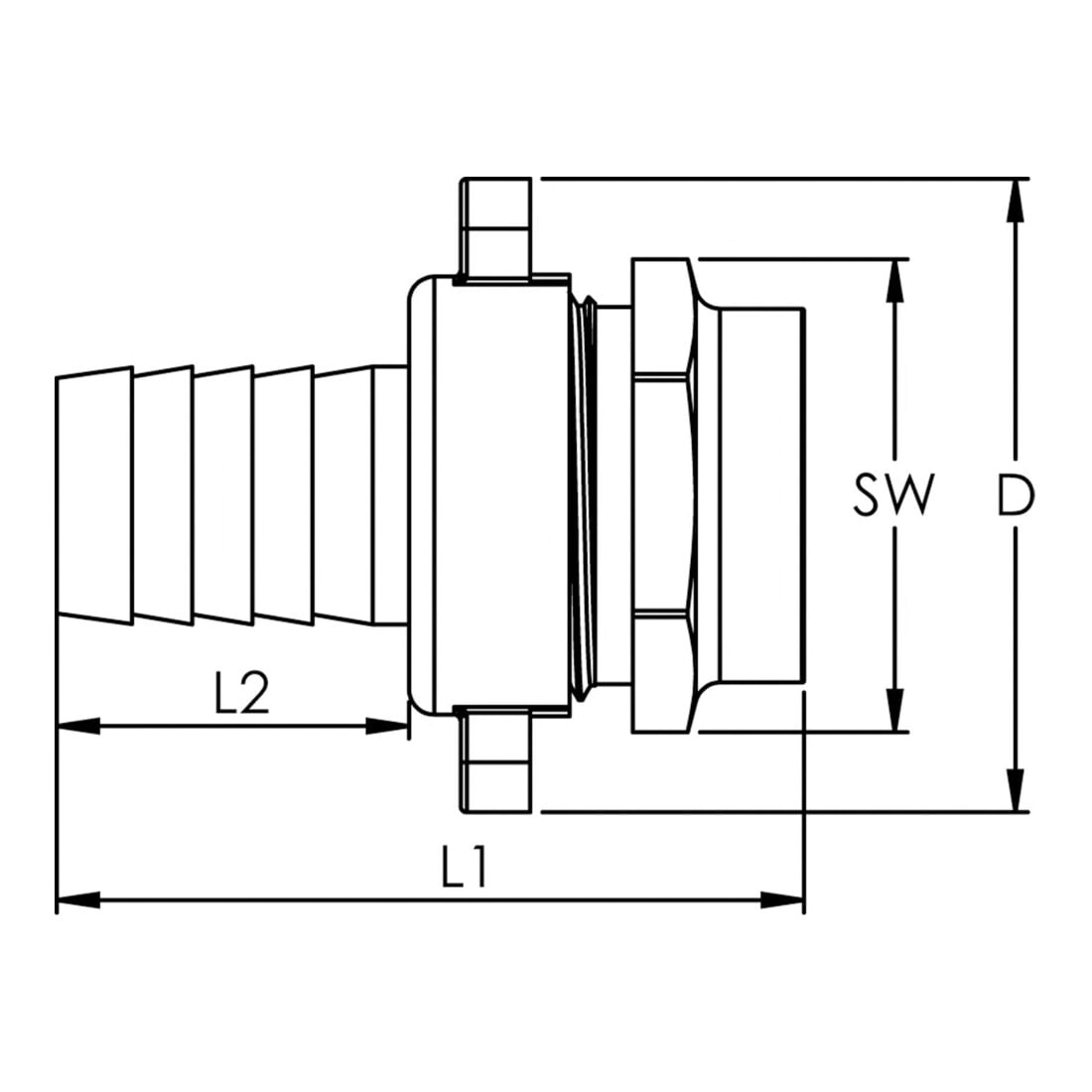 Riegler 3/3 Standrohrver., G 3/4 IGx19, Mutter 1", flachd. CH Ausfür, MS