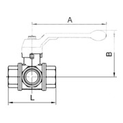Riegler 3-Wege-Kugelhahn, Stand., L-Bohr., Messing vern., Rp 1 1/4, DN 32-3