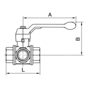 Riegler 3-Wege-Kugelhahn, Standard, L-Bohr., Messing vern., Rp 3/8, DN 10-3