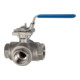 Riegler 3-Wege-Kugelhahn, T-Bohrung, Edelstahl 1.4408, G 1 1/4, DN 32, 11082 F-ES-1