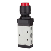 RIEGLER 5/2-Wegeventil manuell Druckknopf rot