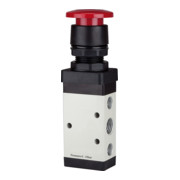 RIEGLER 5/2-Wegeventil manuell Pilztaster rot