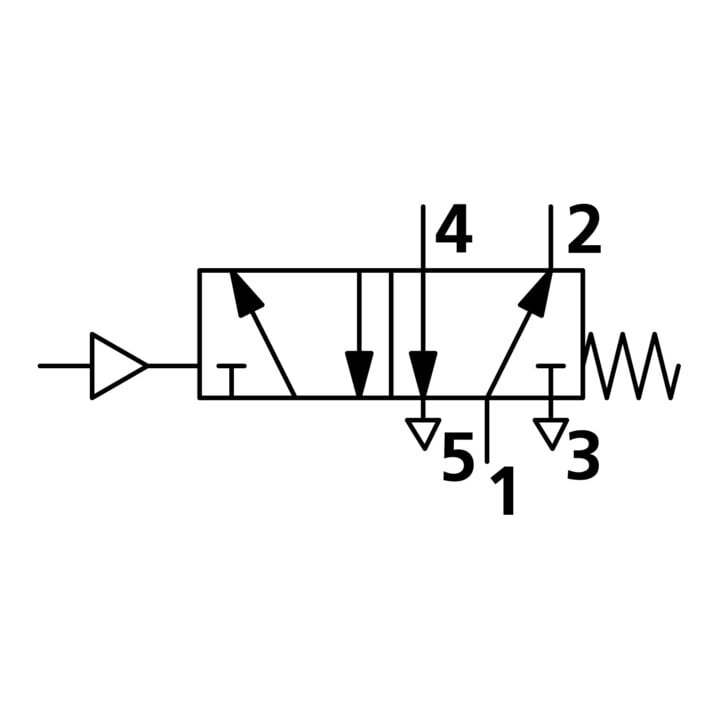 Riegler 5/2-Wegeventil, pneumatisch, monostabil, Anschluss G 1/8, DN 5