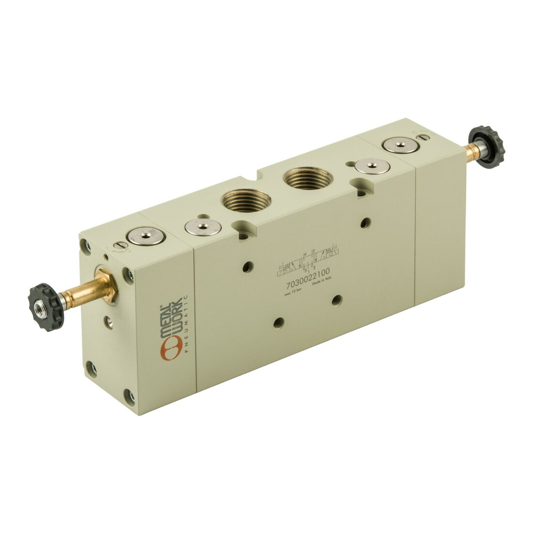 Riegler 5/3-Wegeventil, elektropneumatisch, Mitte entlüftet, G 1/2