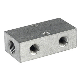 Riegler Barre de distribution, sorties des deux côtés, 2 x 1/8, 3 + 3 x M5, alu